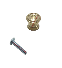 Piano Desk Knob, Brass 9/16" Dia. with Machine Screw