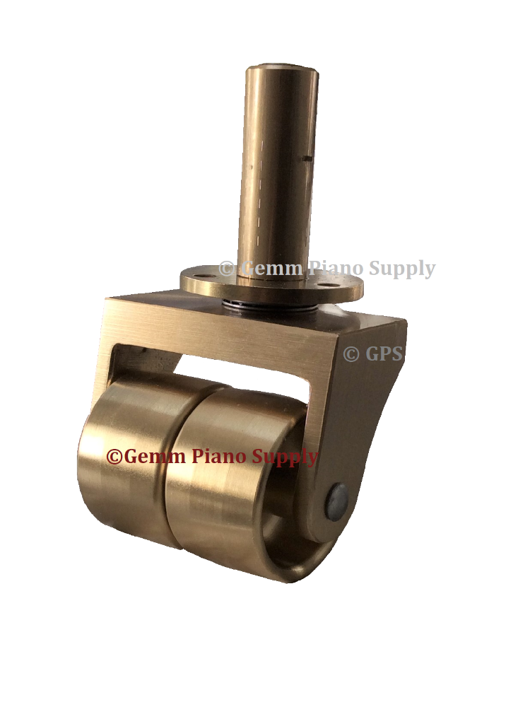 Grand Piano Brass Dual Caster 1-7/8" Wheel Dia. with Brass Socket
