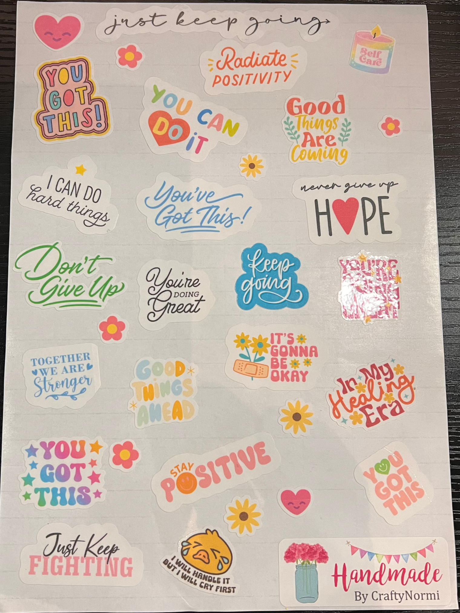 Inspirational Words Handmade Sticker Sheet