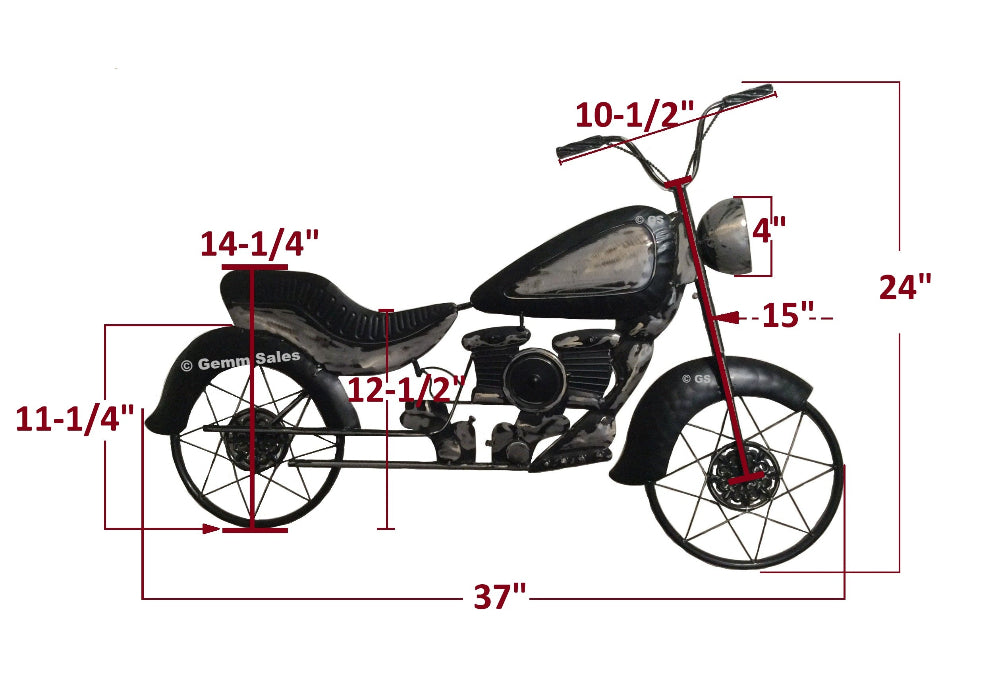 Metal Motorcycle Wall Art Black Sculpture