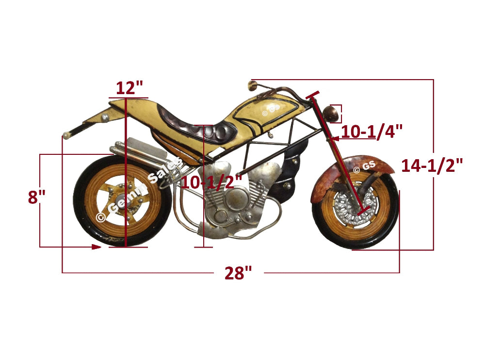 Metal Motorcycle Wall Art Yellow Sculpture