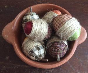 Handmade Fall Acorns Bowl Fillers Set of 6 Homespun Fabric