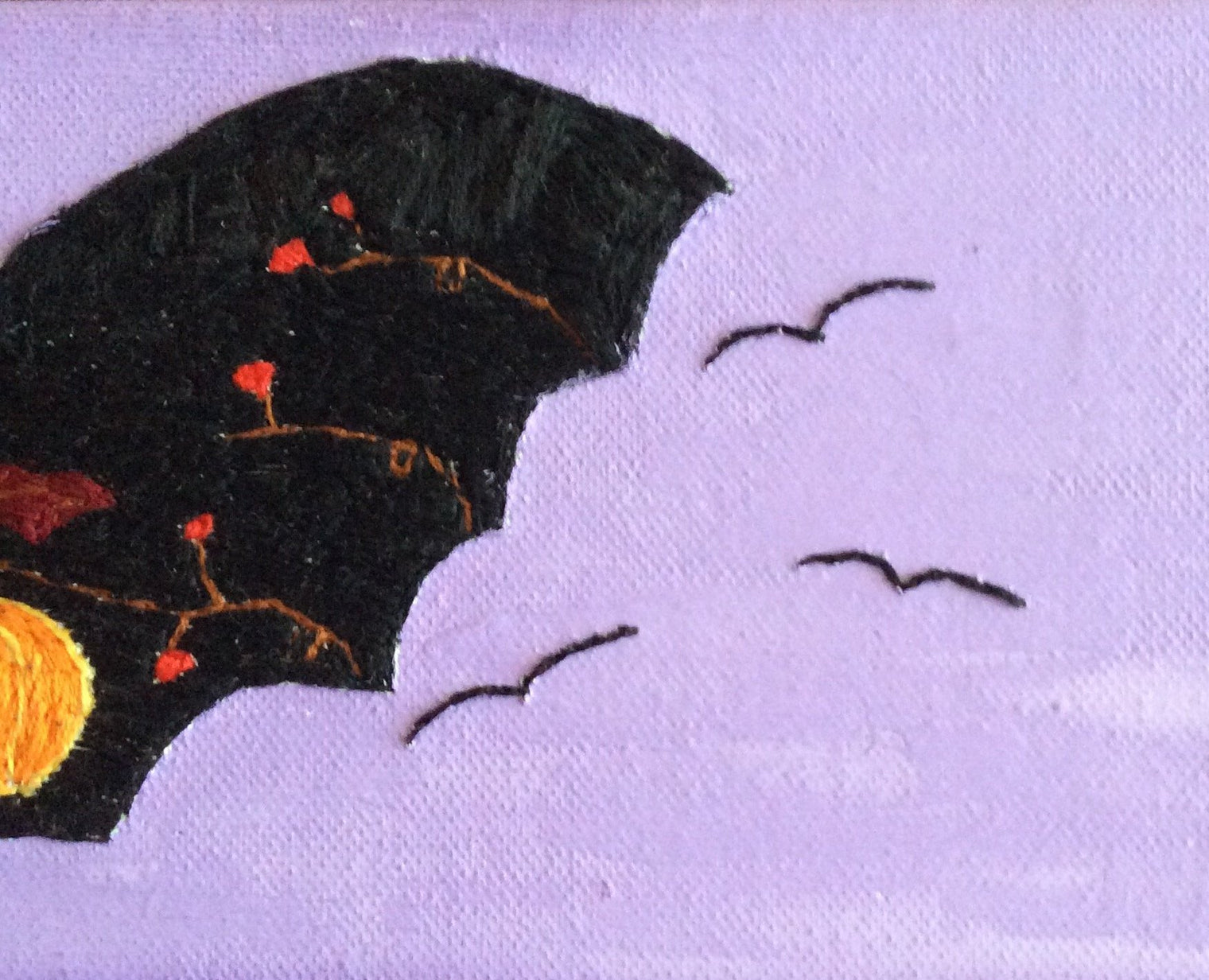 Halloween Embroidery Art Halloween Bat Finished Embroidery Piece