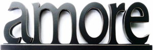 Amore Carved Wood Sign Painted Black with a Distressed Edge 18 1/4" L x 6" H