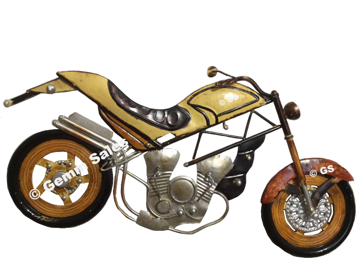 Metal Motorcycle Wall Art Yellow Sculpture