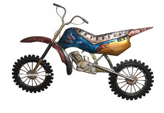 Metal Motorcycle Wall Art Blue Motorcycle Sculpture