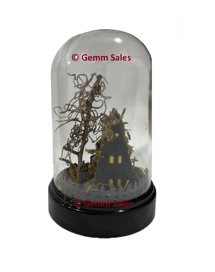 Miniature Halloween Scene Spooky Graveyard - 5" Cloche