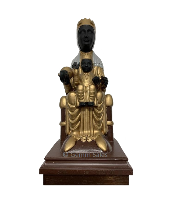 Vintage The Virgin Santa Maria of Montserrat Black Madonna with Baby Jesus, Music Box