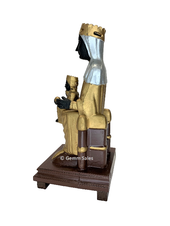 Vintage The Virgin Santa Maria of Montserrat Black Madonna with Baby Jesus, Music Box