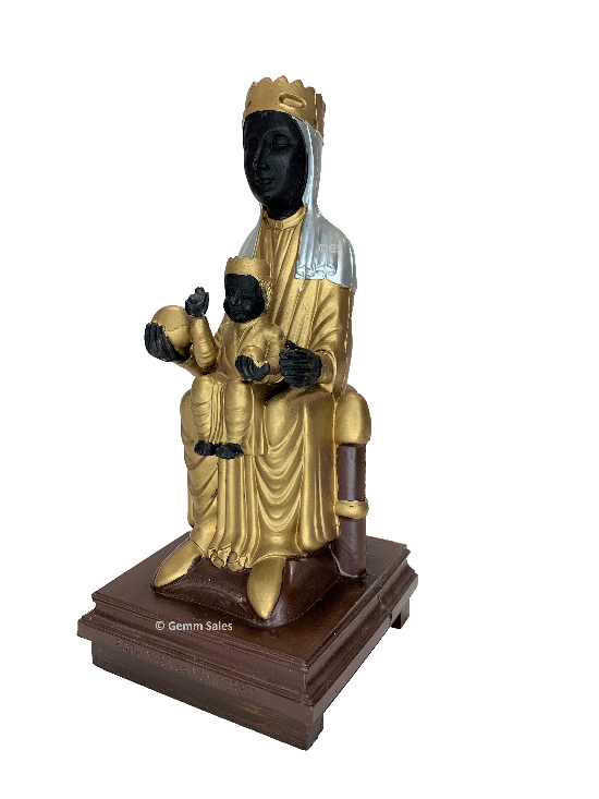 Vintage The Virgin Santa Maria of Montserrat Black Madonna with Baby Jesus, Music Box