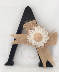 Wooden Alphabet Letters With Burlap Bow & Flower