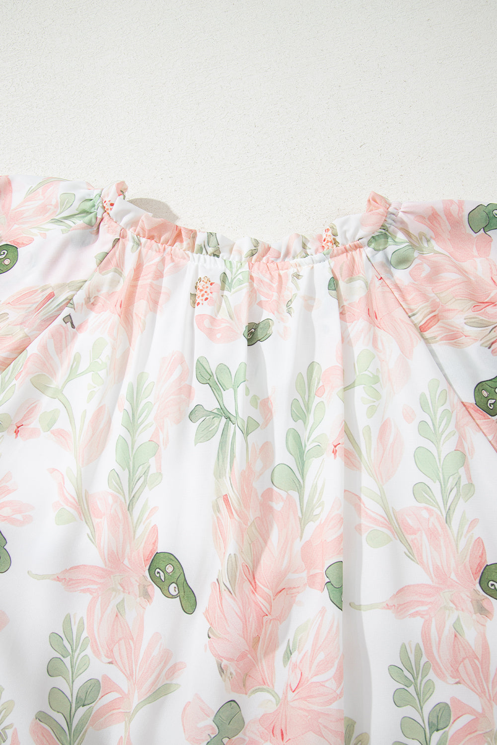 Pink Plus Size Floral Print Striped Detail Short Summer Dress