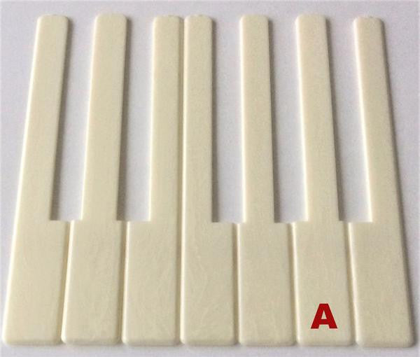 Piano Keytop Simulated Satin Ivory 6" Length, 1-15/16" Short Head - Individual Replacement Key