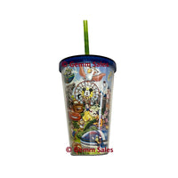 Authentic Disney Tumbler with Straw - Movie Characters and rides