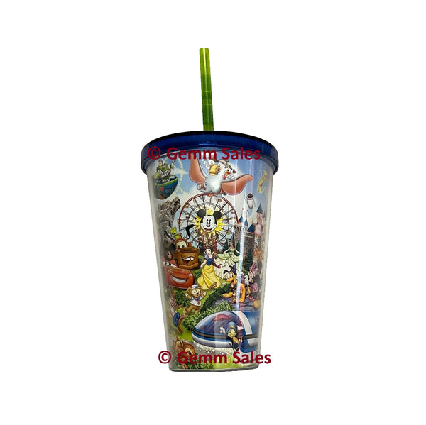 Authentic Disney Tumbler with Straw - Movie Characters and rides