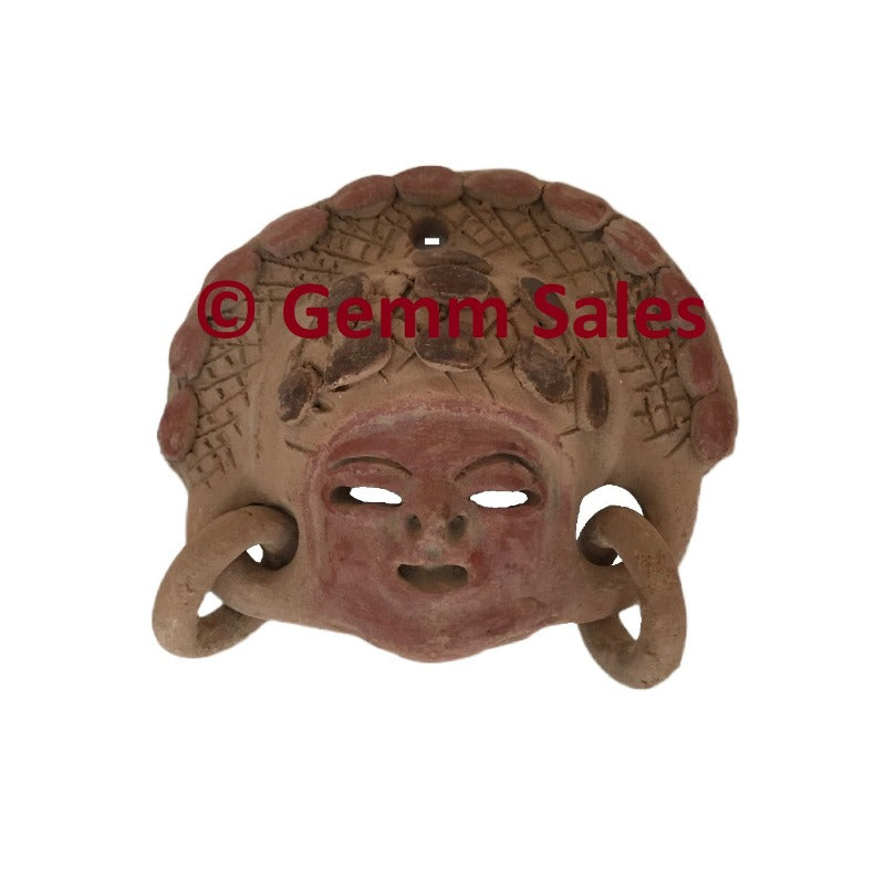 Authentic Ecuador Clay Face MASK Wall Hanging FOLK ART 5-1/2" x 5-3/4"