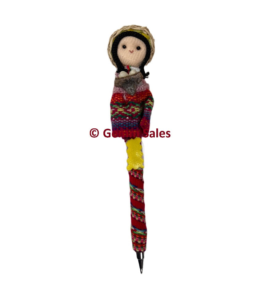 Authentic Ecuador Cuenca Serrana Native Doll Pen - Basket with Eggs