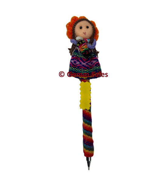 Authentic Ecuador Cuenca Serrana Native Doll Pen - Holding Baby