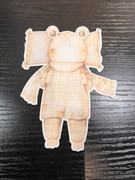 Woodland Creatures Handmade Die Cut Sticker - Sleeping Baby Frog