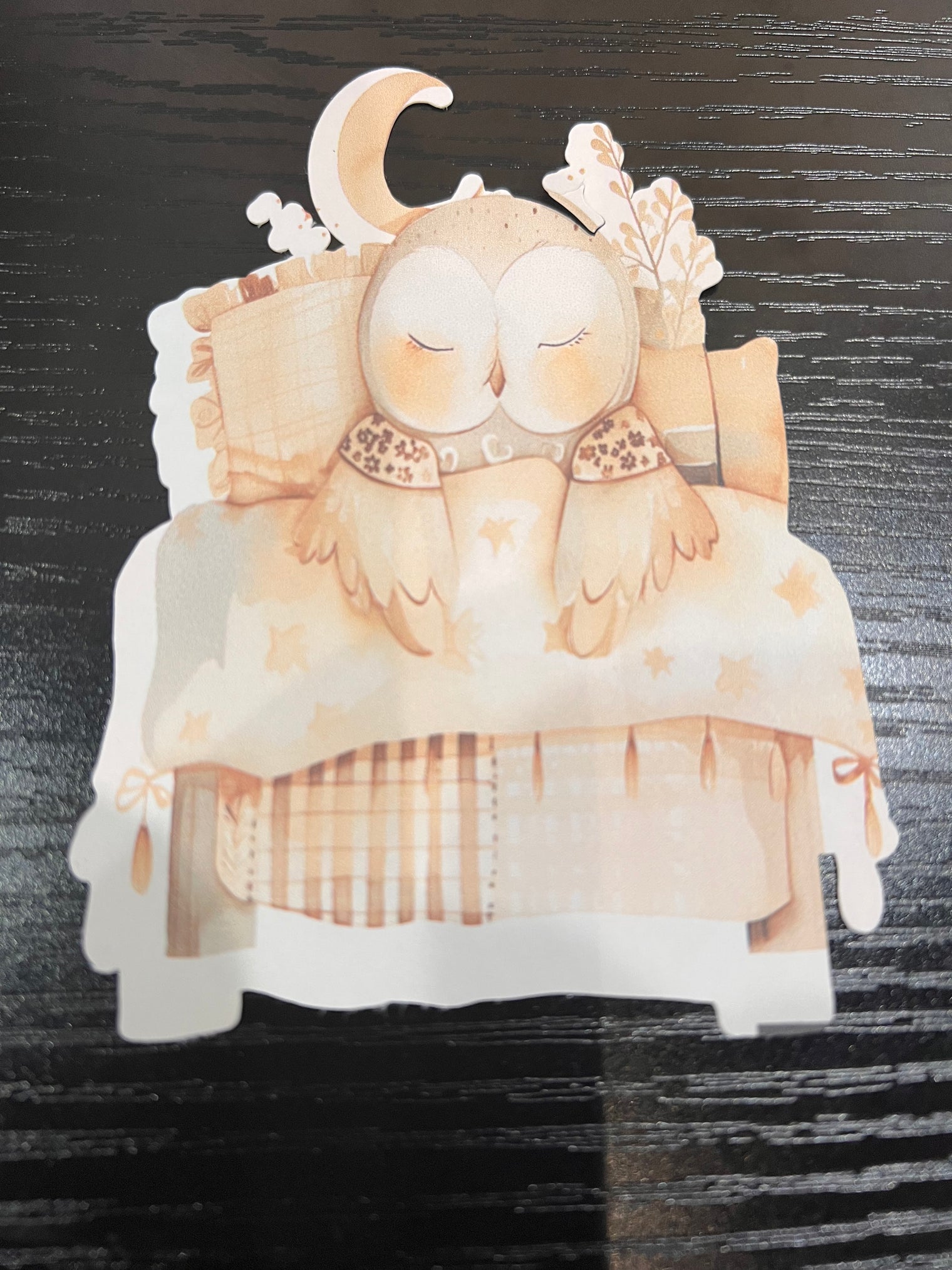 Woodland Creatures Handmade Die Cut Sticker - Sleeping Owl