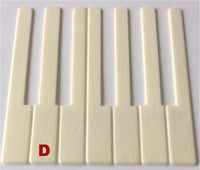 Piano Keytop Simulated Satin Ivory 6" Length, 1-15/16" Short Head - Individual Replacement Key