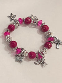 Woman's Bracelet with Summer Charms - Burgundy