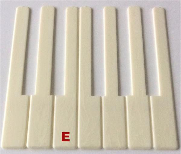 Piano Keytop Simulated Satin Ivory 6" Length, 1-15/16" Short Head - Individual Replacement Key