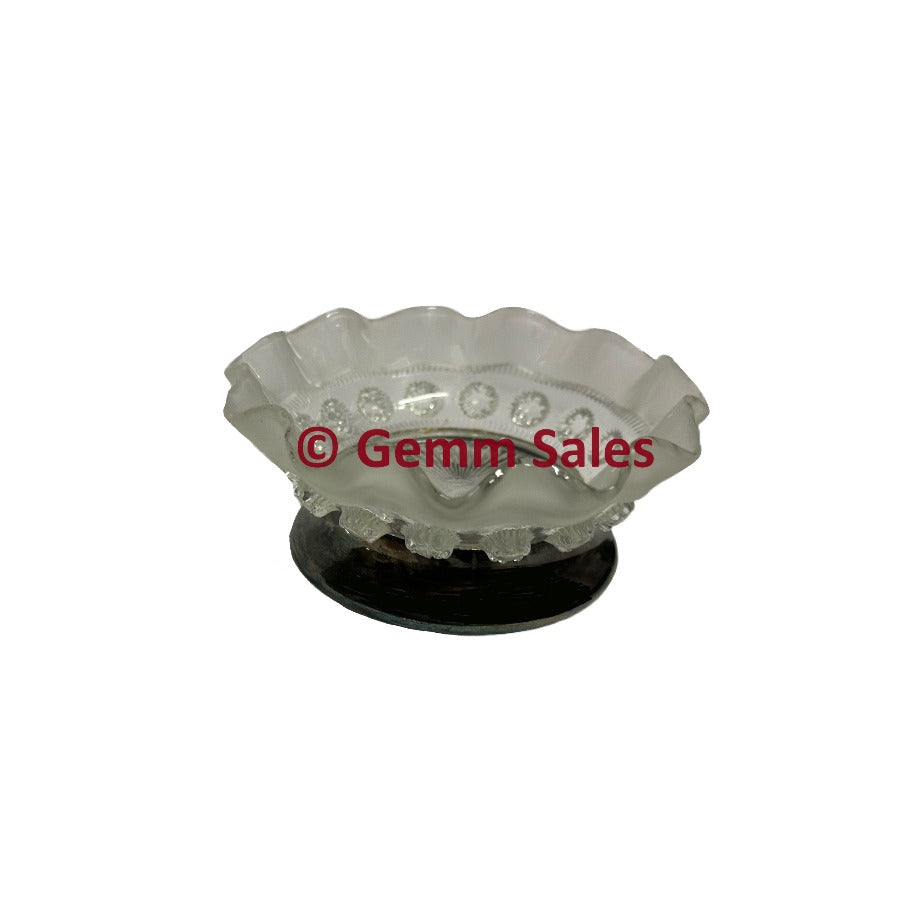 Frosted Crystal Small Bowl with Silver Base - Vintage 1980's