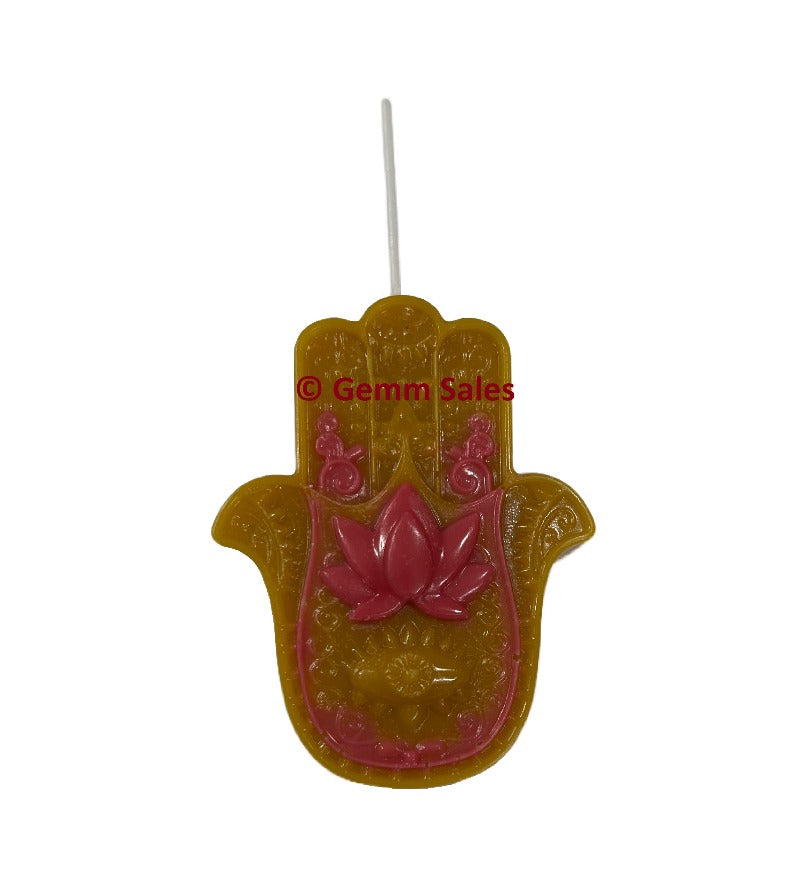 Hamsa Hand Shaped Candle Burgundy Lotus flower - Handmade