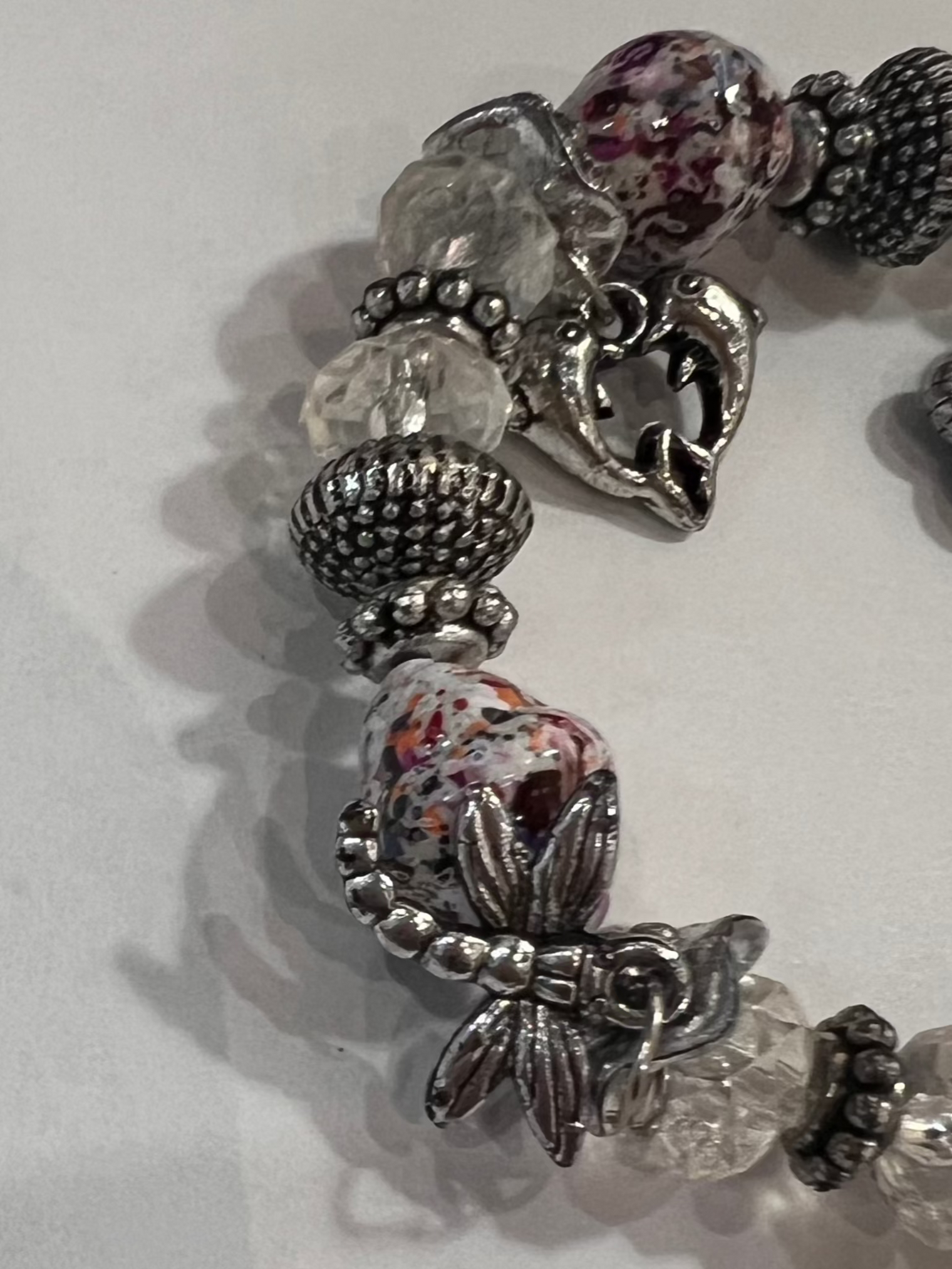 Woman's Bracelet with Summer Charms - Watercolor Splatter Beads