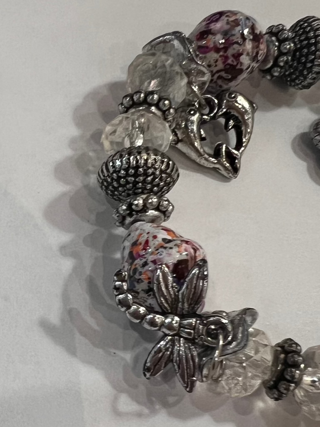 Woman's Bracelet with Summer Charms - Watercolor Splatter Beads