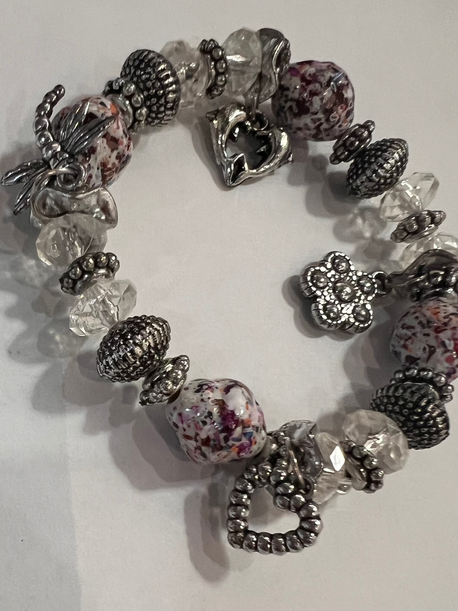 Woman's Bracelet with Summer Charms - Watercolor Splatter Beads