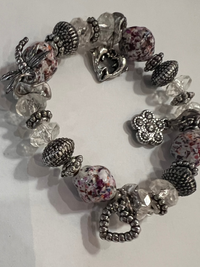 Woman's Bracelet with Summer Charms - Watercolor Splatter Beads