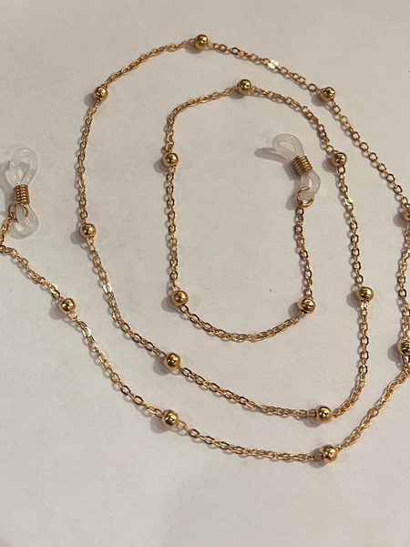 Eyeglass Chain Gold Beads  - Woman's Sunglass Chain