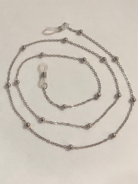 Eyeglass Silver Chain with Silver Beads  - Woman's Sunglass Chain