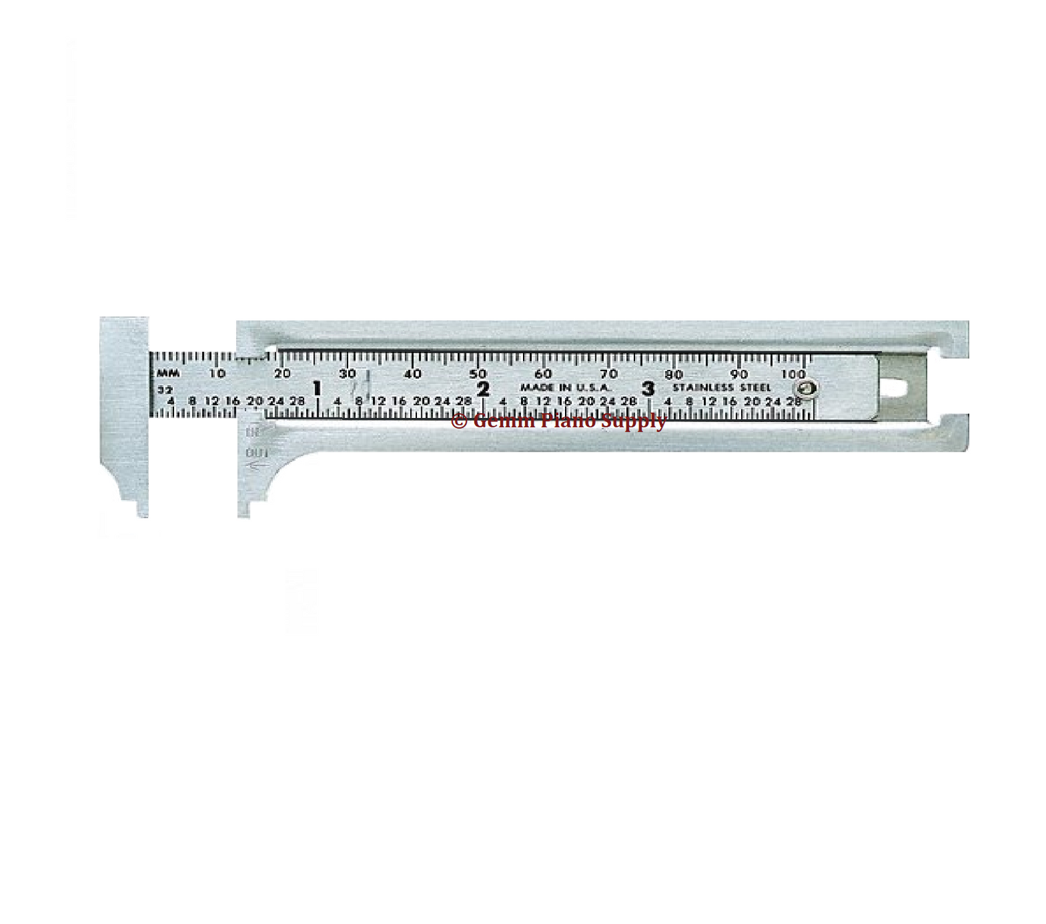 Piano Pocket Slide Caliper, Range 0" to 4", 0 to 101.6 mm