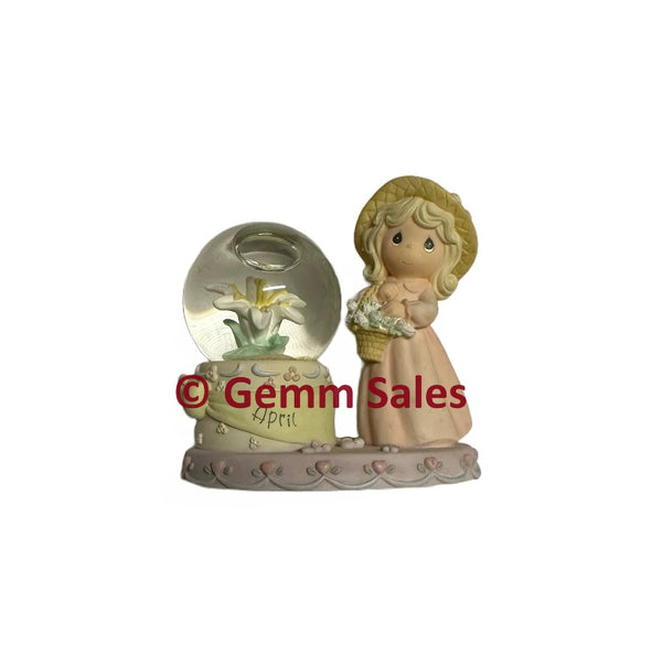 Precious Moments April Flower Mini Snow Globe Figurine 2000