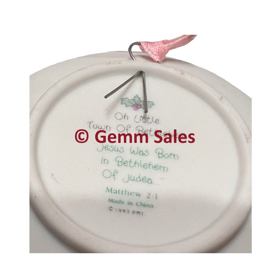 Precious Moments Christmas Ornament Plate Vintage Oh Little Town of Bethlehem 1993