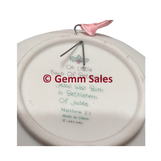 Precious Moments Christmas Ornament Plate Vintage Oh Little Town of Bethlehem 1993
