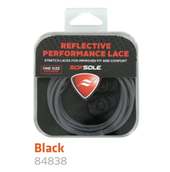 Sof Sole Reflective Performance Lace with Lace Locks, Black Reflective