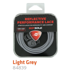 Sof Sole Reflective Performance Lace with Lace Locks, Light Gray Reflective