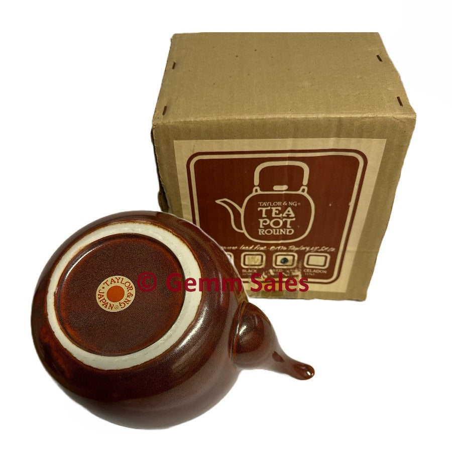 Taylor & NG Round Ceramic Teapot - Red Burnt Orange