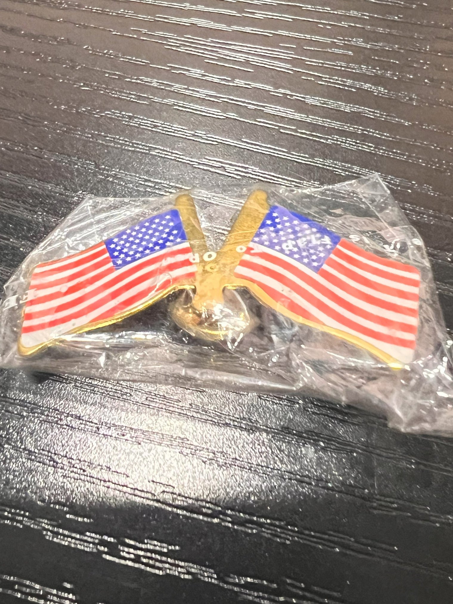 Authentic United States Lapel Double Flag Pin