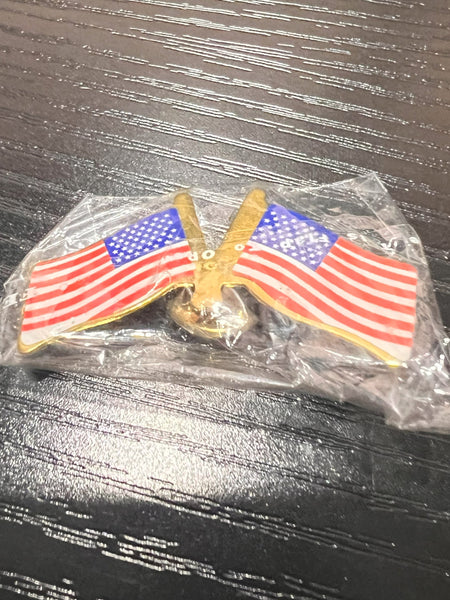 Authentic United States Lapel Double Flag Pin