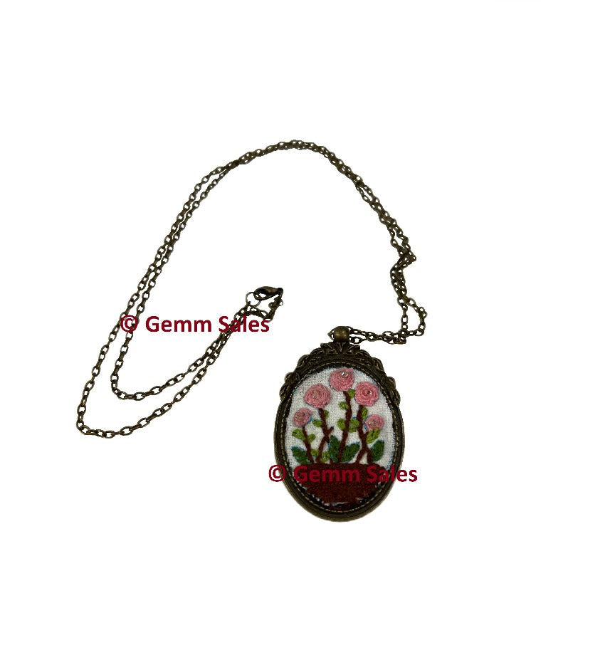 Vintage Pendulum of Pink Roses for Luck, Handmade in Barcelona, Spain