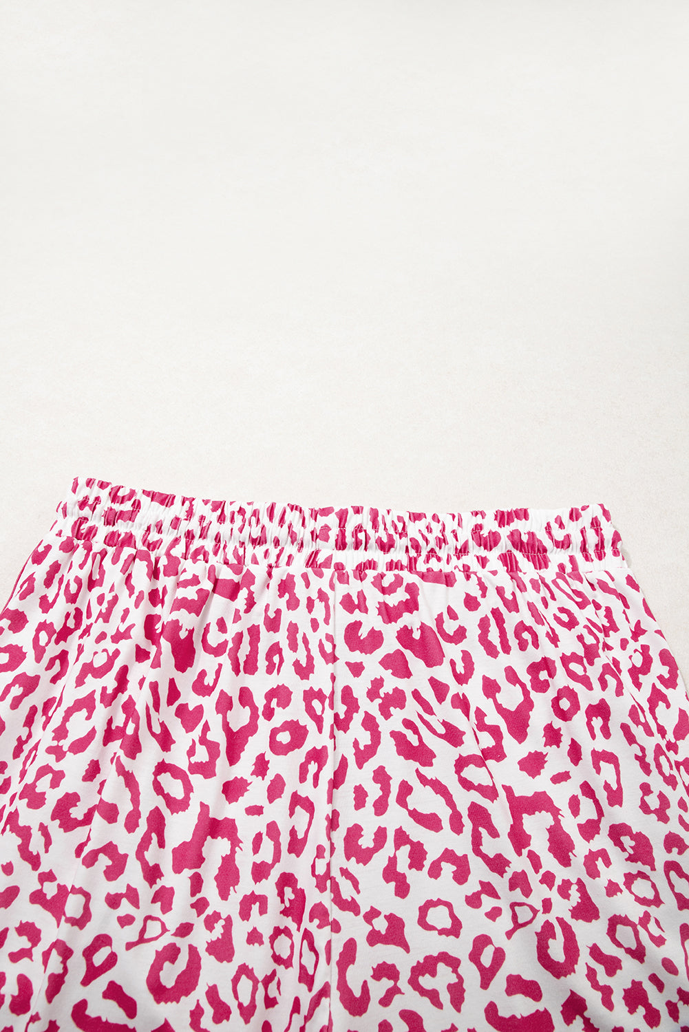 White Leopard Elastic Waist Lace up Contrast Trim Casual Shorts