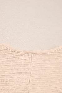 Apricot Textured V Neck T Shirt and Shorts Set