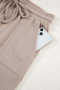 Jet Stream Textured Colorblock Patchwork Tee and Shorts Set