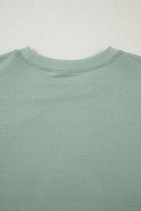 Clearly Aqua Floral Patched Half Sleeve Tunic Top
