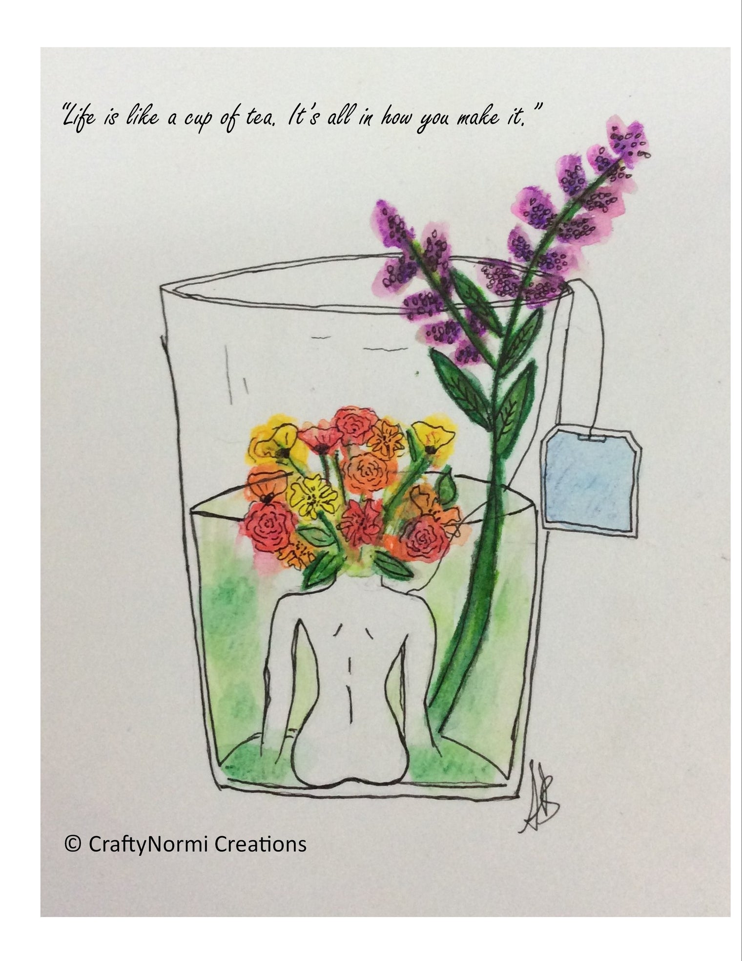 A Cup of Tea digital artwork with the quote